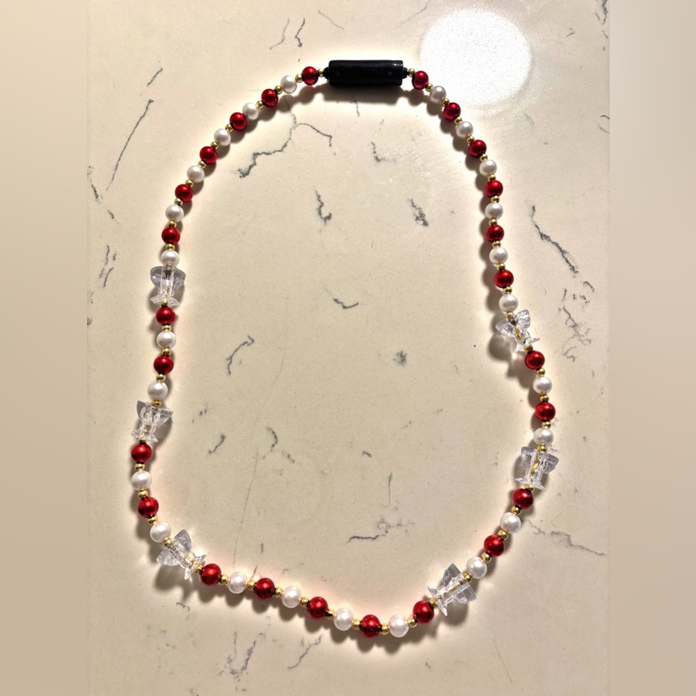 Krewe of Bacchus Light Up Chalice Red White Beads Necklace